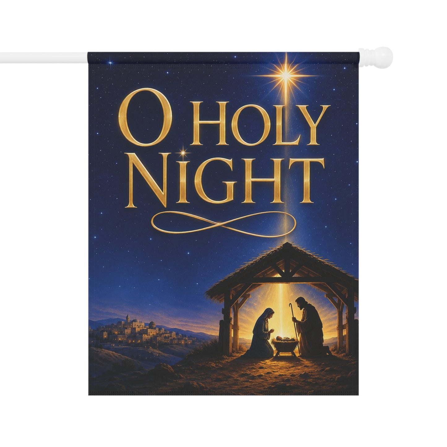 Christmas Flag — O Holy Night, Nativity Scene & Bethlehem Star | Garden & House Sizes