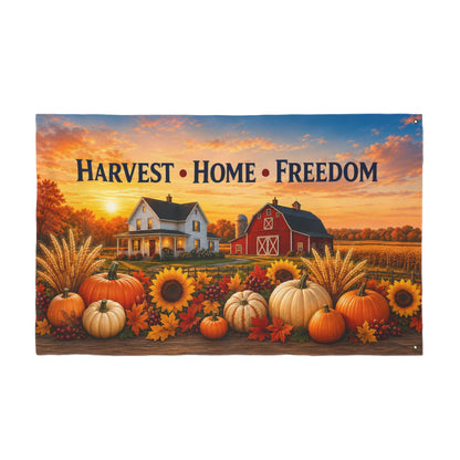Fall Flag 3x5 Ft — Harvest Home Freedom, Patriotic Farmhouse Barn & Pumpkin Decor | Double-Sided Grommet Pole Flag