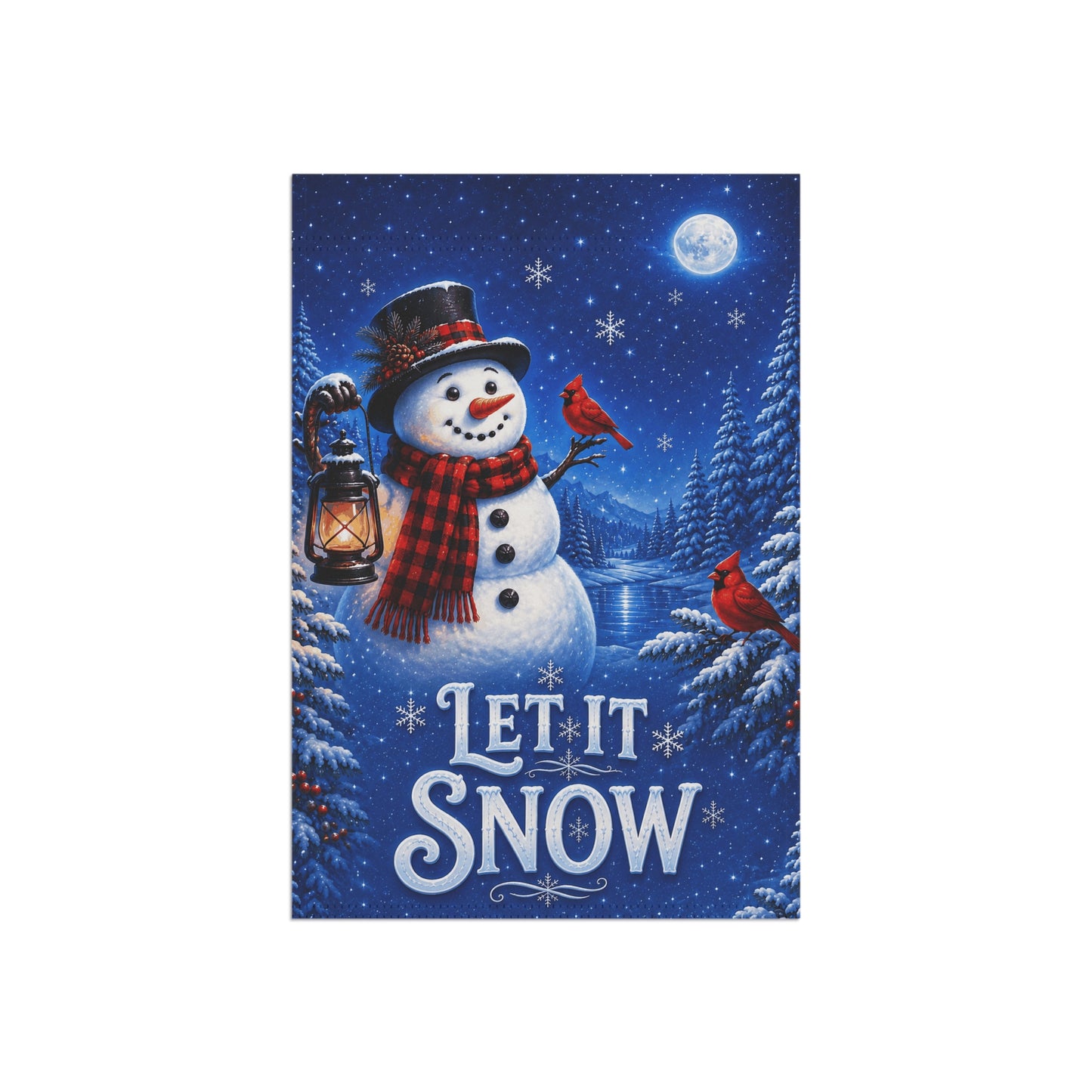 Christmas Flag — Let It Snow, Snowman & Cardinal Winter Scene | Garden & House Sizes