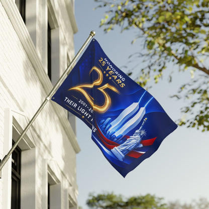 9/11 Memorial Pole Flag — Their Light Remains, 25th Anniversary 2001–2026, Double-Sided 36″ × 60″ Patriot Day Tribute