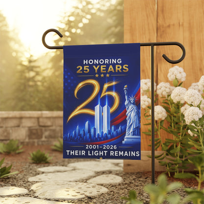 9/11 Memorial Flag — Their Light Remains, 25th Anniversary 2001–2026 Patriot Day Tribute | Garden & House Sizes