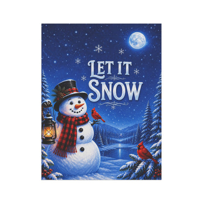 Christmas Flag — Let It Snow, Snowman & Cardinal Winter Scene | Garden & House Sizes