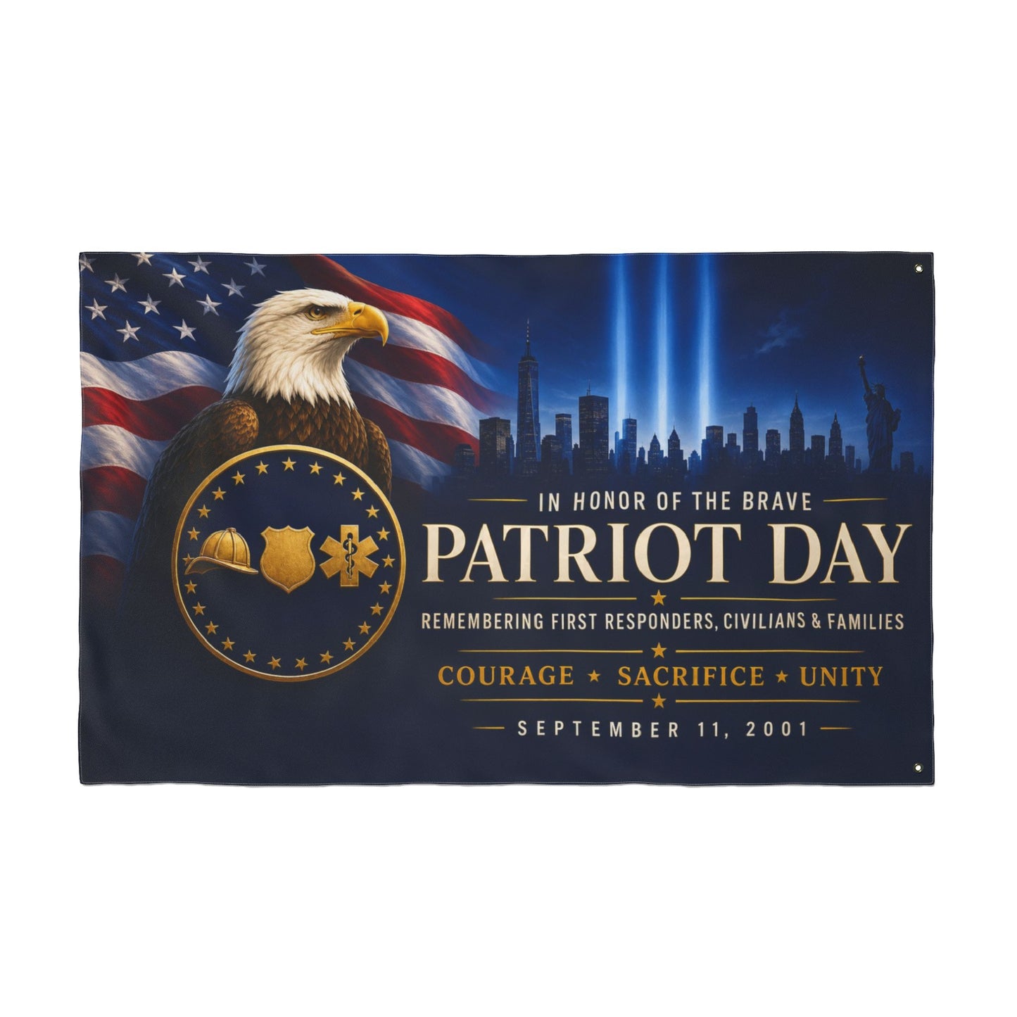 9/11 Memorial Pole Flag — In Honor of the Brave, First Responder Tribute, Double-Sided 36″ × 60″