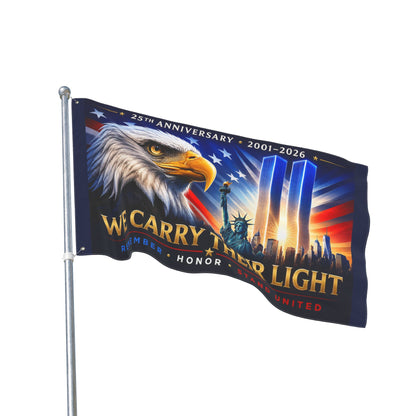 9/11 Memorial We Carry Their Light Double-Sided  36 x 60 Patriotic Flag | 25th Anniversary 2001–2026