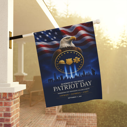 Patriot Day Flag — In Honor of the Brave, First Responder Tribute Garden & House Banner, Double-Sided, Made in USA