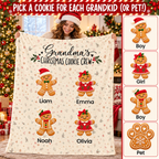 Gingerbread cookie choices: boy, girl, boy, pet paw