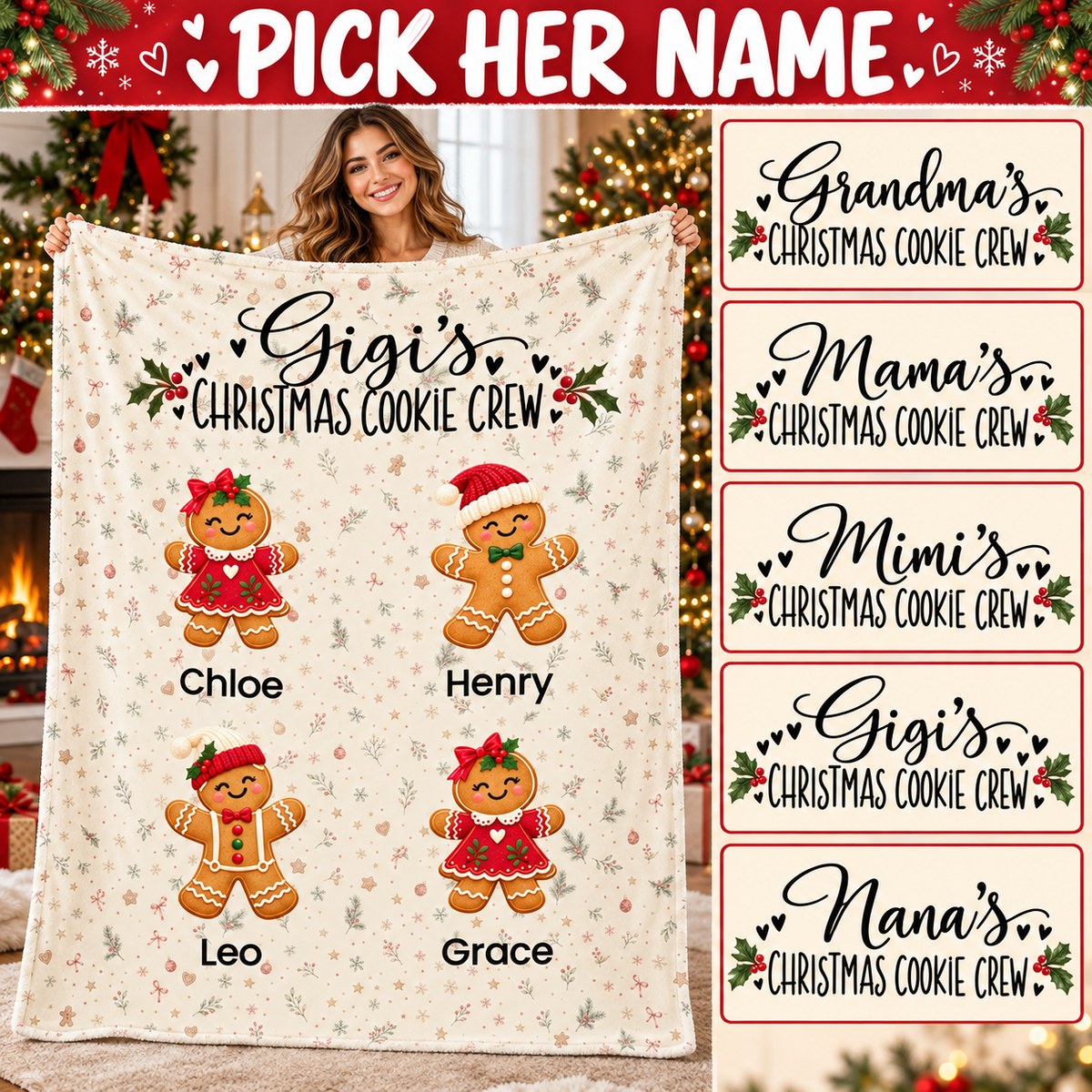 Title choices: Grandma's, Mama's, Mimi's, Gigi's or Nana's Christmas Cookie Crew