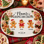 Nana's Christmas Cookie Crew personalized platter serving decorated Christmas cookies on a holiday table