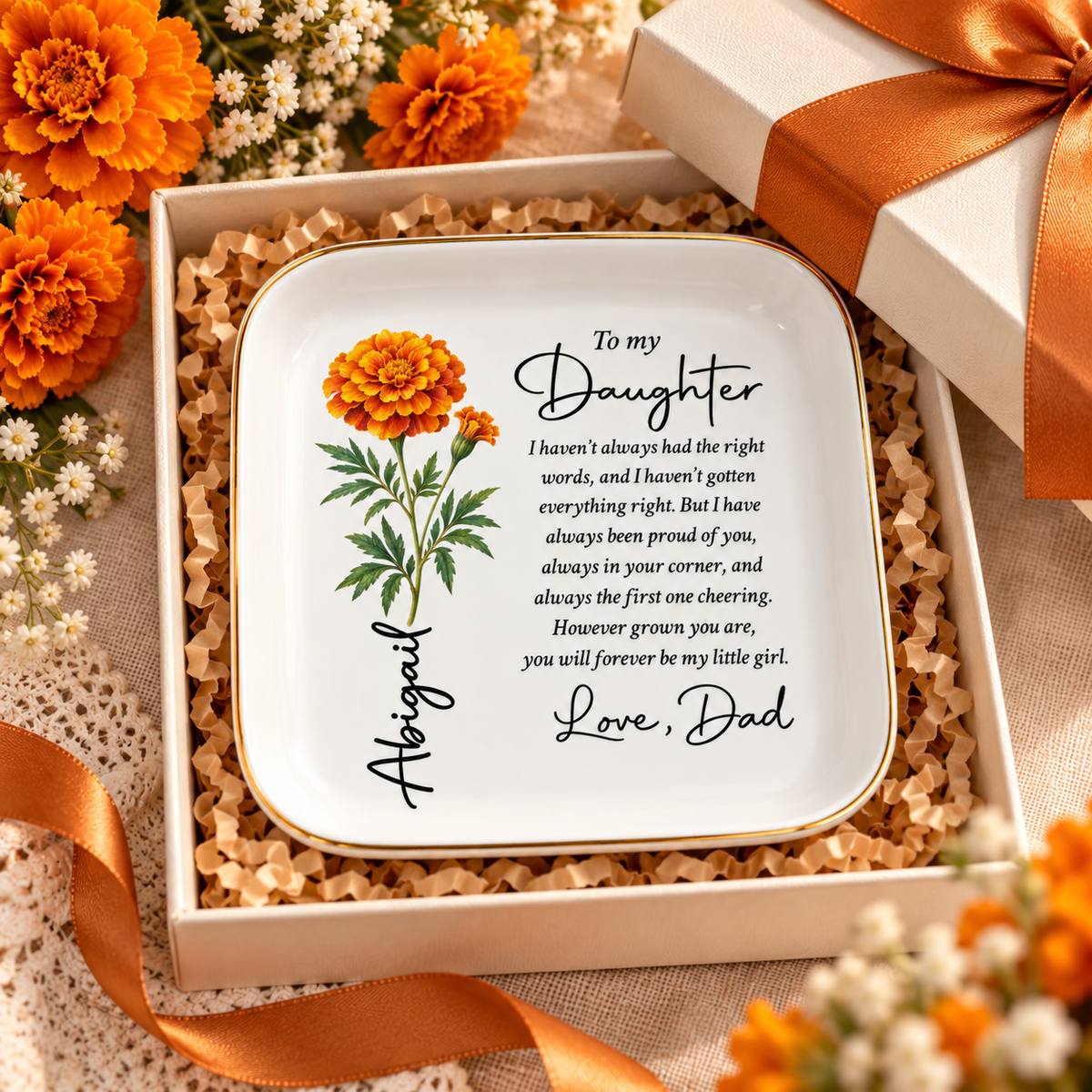 Forever My Little Girl jewelry dish in a gift box, gift from Dad