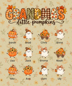 Grandma's Little Pumpkins blanket in Tan, 12 grandkids