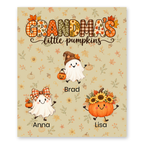 Grandma's Little Pumpkins blanket in Tan, 3 grandkids