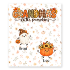 Grandma's Little Pumpkins blanket in White, 2 grandkids