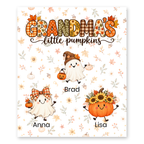 Grandma's Little Pumpkins blanket in White, 3 grandkids