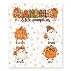 Grandma's Little Pumpkins blanket in White, 4 grandkids