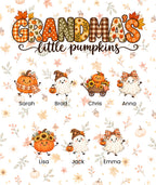 Grandma's Little Pumpkins blanket in White, 7 grandkids