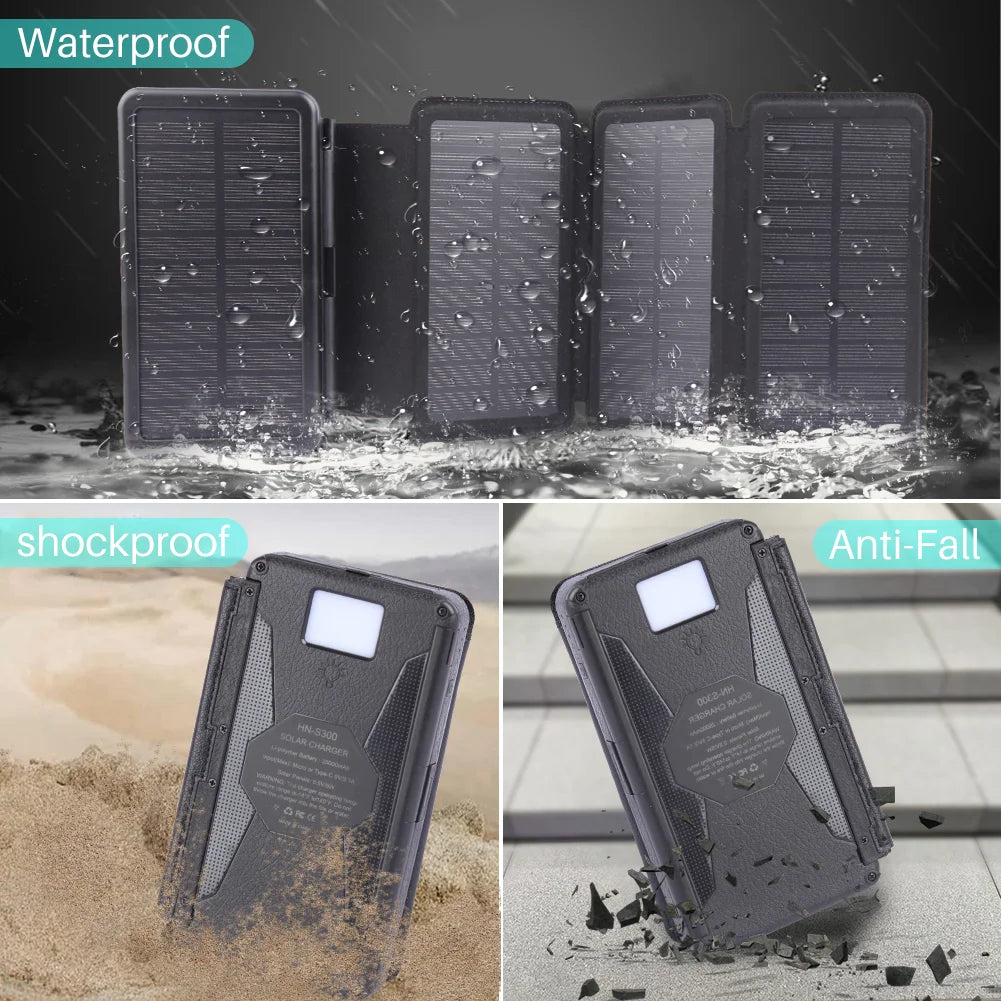Never Lose Power Outdoors - Rugged Solar Charger w/Compass & 4 Solar Panels  - 30,000mAh (Limited Stock)