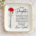 Personalized jewelry dish photographed on marble
