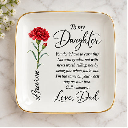 Personalized jewelry dish photographed on marble