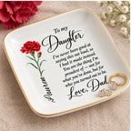 Ring resting in the personalized keepsake jewelry dish