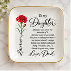 Personalized jewelry dish photographed on marble